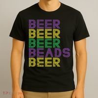 Retro Beer Beads Funny Mardi Gras Party Carnival Women T-Shirt thumb 3