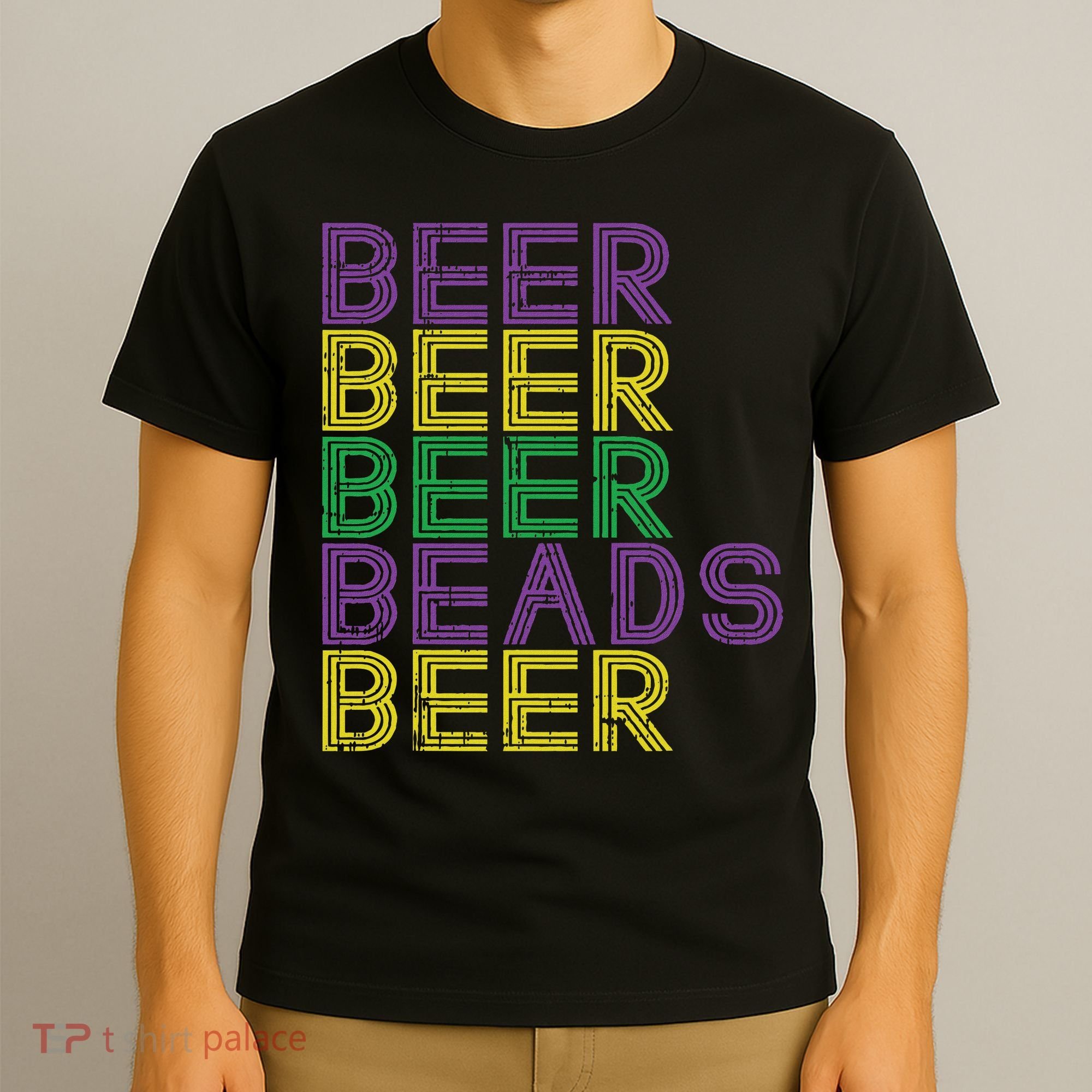 Retro Beer Beads Funny Mardi Gras Party Carnival Women T-Shirt