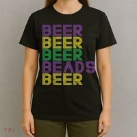 Retro Beer Beads Funny Mardi Gras Party Carnival Women T-Shirt thumb 4