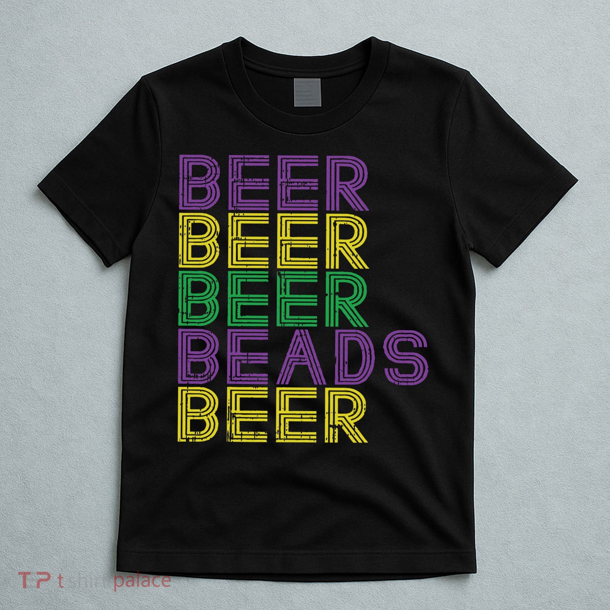 Retro Beer Beads Funny Mardi Gras Party Carnival Women T-Shirt