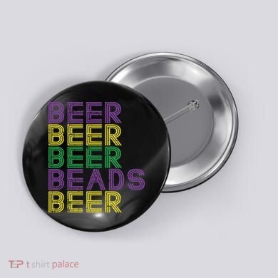 Retro Beer Beads Funny Mardi Gras Party Carnival Women Button