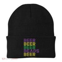 Retro Beer Beads Funny Mardi Gras Party Carnival Women Beanie thumb 0