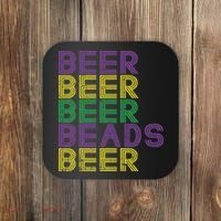 Retro Beer Beads Funny Mardi Gras Party Carnival Women Coaster thumb 0