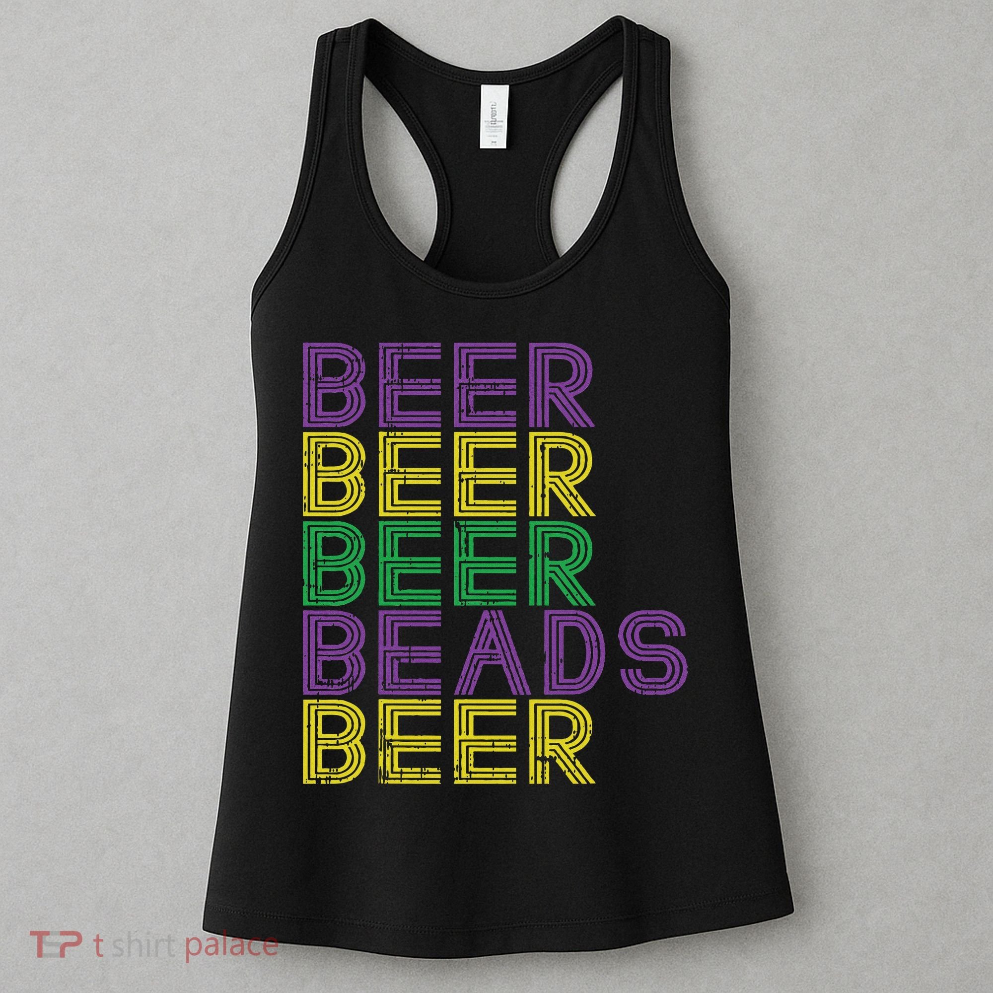 Retro Beer Beads Funny Mardi Gras Party Carnival Women Women's Tank Top