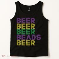 Retro Beer Beads Funny Mardi Gras Party Carnival Women Tank Top thumb 2
