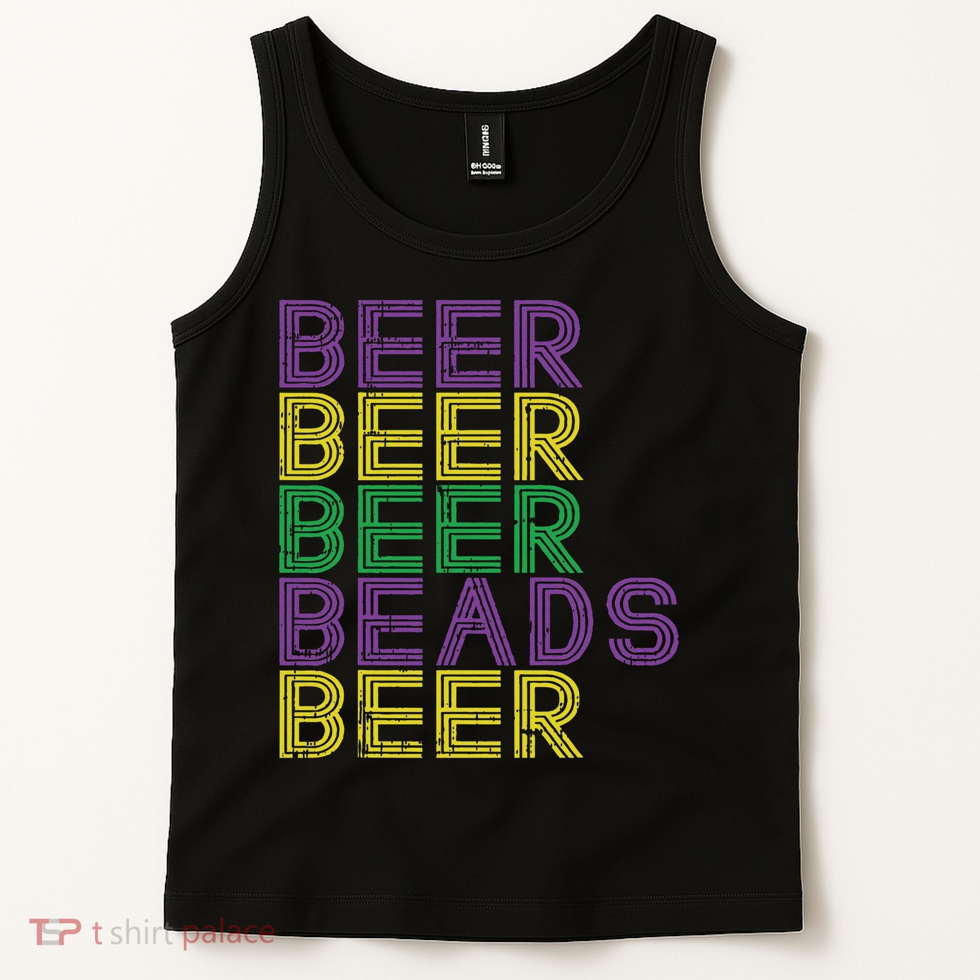 Retro Beer Beads Funny Mardi Gras Party Carnival Women Tank Top