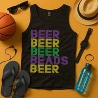 Retro Beer Beads Funny Mardi Gras Party Carnival Women Tank Top thumb 4