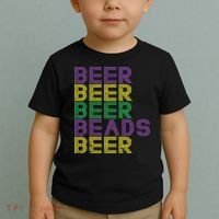 Retro Beer Beads Funny Mardi Gras Party Carnival Women Toddler T-Shirt thumb 2