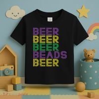 Retro Beer Beads Funny Mardi Gras Party Carnival Women Toddler T-Shirt thumb 3