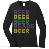 Retro Beer Beads Funny Mardi Gras Party Carnival Women Women's Long Sleeve Shirt thumb 0