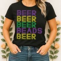 Retro Beer Beads Funny Mardi Gras Party Carnival Women Women's T-Shirt thumb 2