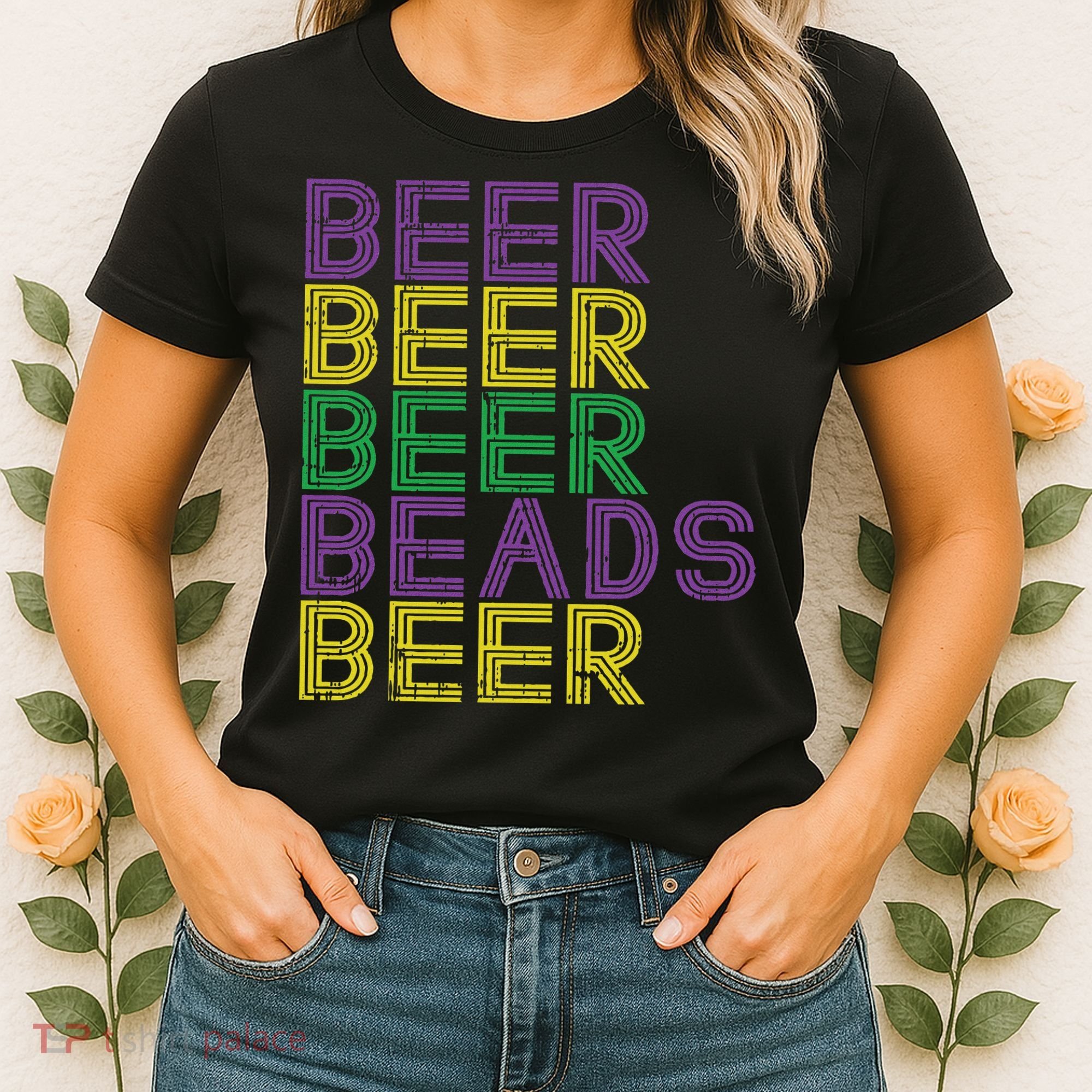 Retro Beer Beads Funny Mardi Gras Party Carnival Women Women's T-Shirt