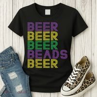 Retro Beer Beads Funny Mardi Gras Party Carnival Women Women's T-Shirt thumb 3