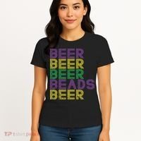 Retro Beer Beads Funny Mardi Gras Party Carnival Women Women's T-Shirt thumb 4