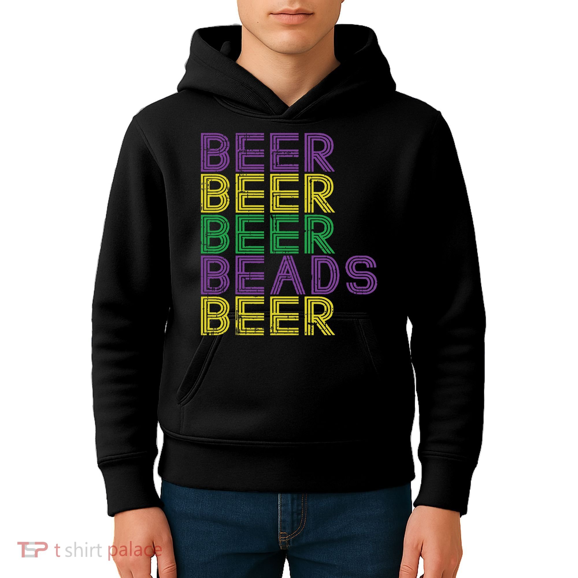 Retro Beer Beads Funny Mardi Gras Party Carnival Women Kids Hoodie