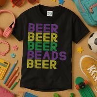 Retro Beer Beads Funny Mardi Gras Party Carnival Women Kids T-Shirt thumb 3