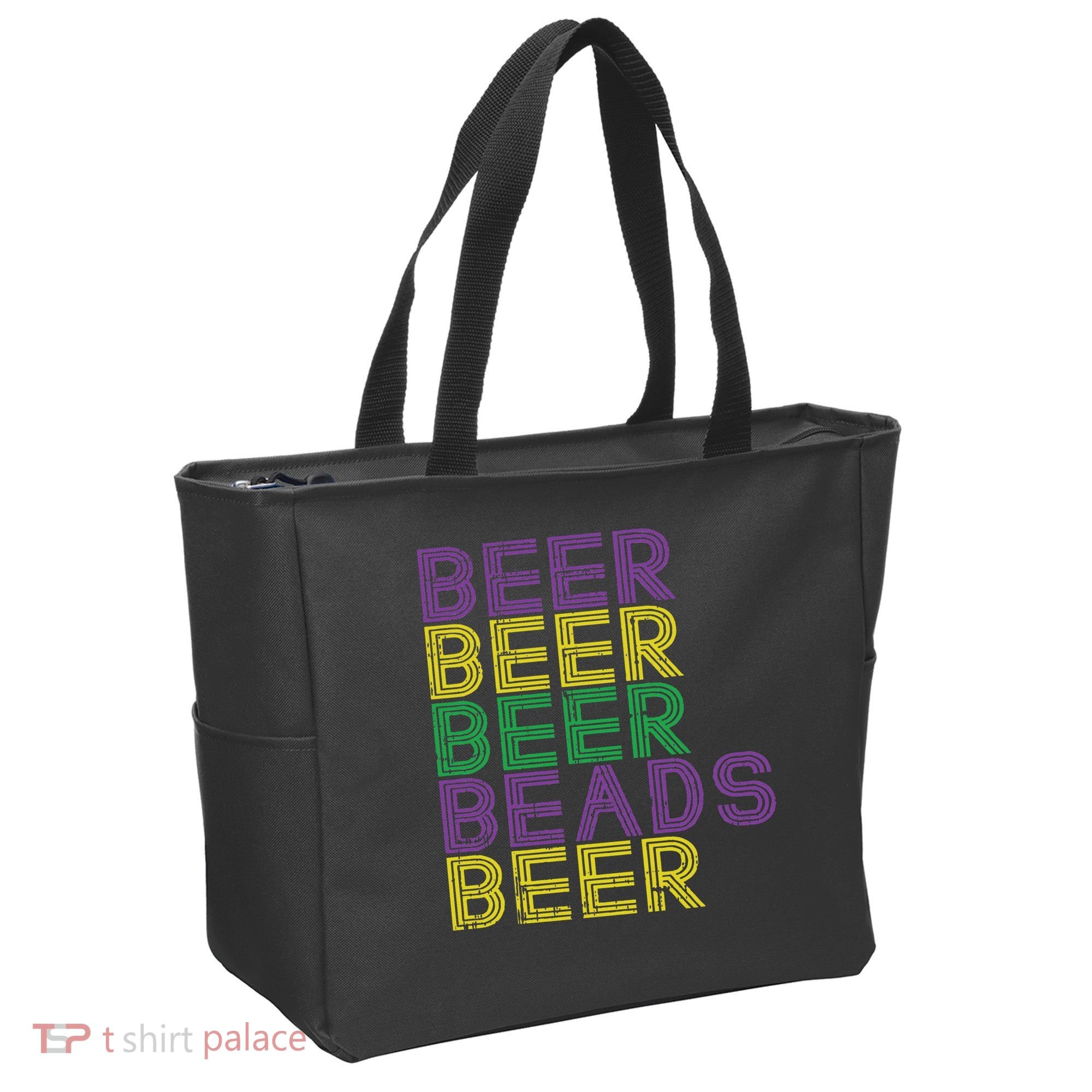 Retro Beer Beads Funny Mardi Gras Party Carnival Women Tote Bag