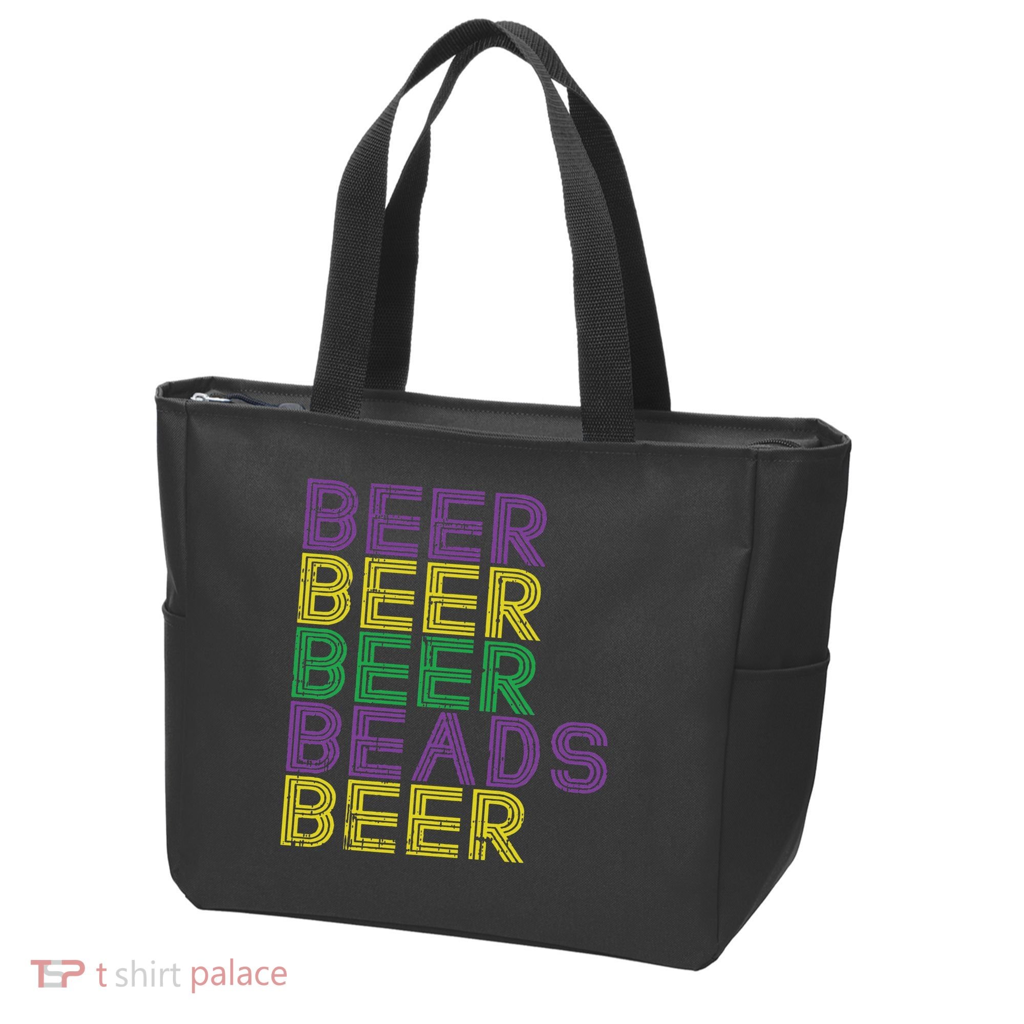 Retro Beer Beads Funny Mardi Gras Party Carnival Women Tote Bag
