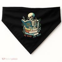 Read Books Be Kind Stay Weird Funny Skeleton Book Lover USA-Made Doggie Bandana thumb 0