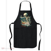 Read Books Be Kind Stay Weird Funny Skeleton Book Lover Apron thumb 0