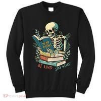 Read Books Be Kind Stay Weird Funny Skeleton Book Lover Sweatshirt thumb 0