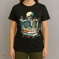 Read Books Be Kind Stay Weird Funny Skeleton Book Lover T-Shirt thumb 4