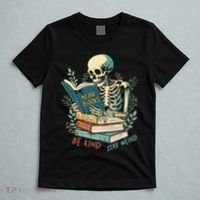 Read Books Be Kind Stay Weird Funny Skeleton Book Lover T-Shirt thumb 5