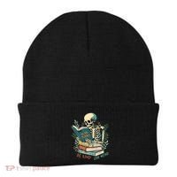 Read Books Be Kind Stay Weird Funny Skeleton Book Lover Beanie thumb 0