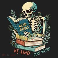 Read Books Be Kind Stay Weird Funny Skeleton Book Lover Beanie thumb 2
