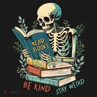 Read Books Be Kind Stay Weird Funny Skeleton Book Lover Women's Hoodie thumb 2