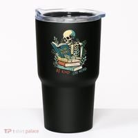 Read Books Be Kind Stay Weird Funny Skeleton Book Lover Tumbler thumb 0