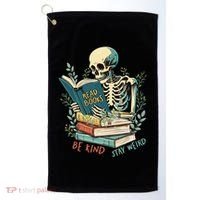 Read Books Be Kind Stay Weird Funny Skeleton Book Lover Golf Towel thumb 0