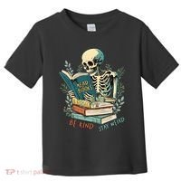 Read Books Be Kind Stay Weird Funny Skeleton Book Lover Toddler T-Shirt thumb 0
