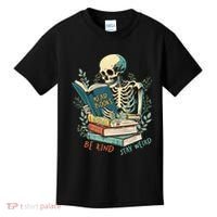 Read Books Be Kind Stay Weird Funny Skeleton Book Lover Kids T-Shirt thumb 0