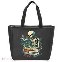 Read Books Be Kind Stay Weird Funny Skeleton Book Lover Tote Bag thumb 0