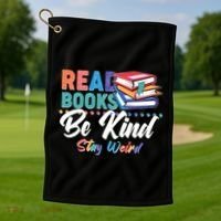Read Books Be Kind Stay Weird Golf Towel thumb 1
