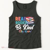 Read Books Be Kind Stay Weird Tank Top thumb 2
