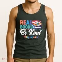 Read Books Be Kind Stay Weird Tank Top thumb 3