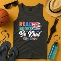 Read Books Be Kind Stay Weird Tank Top thumb 4