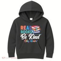 Read Books Be Kind Stay Weird Kids Hoodie thumb 0