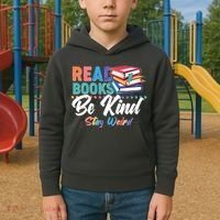 Read Books Be Kind Stay Weird Kids Hoodie thumb 2