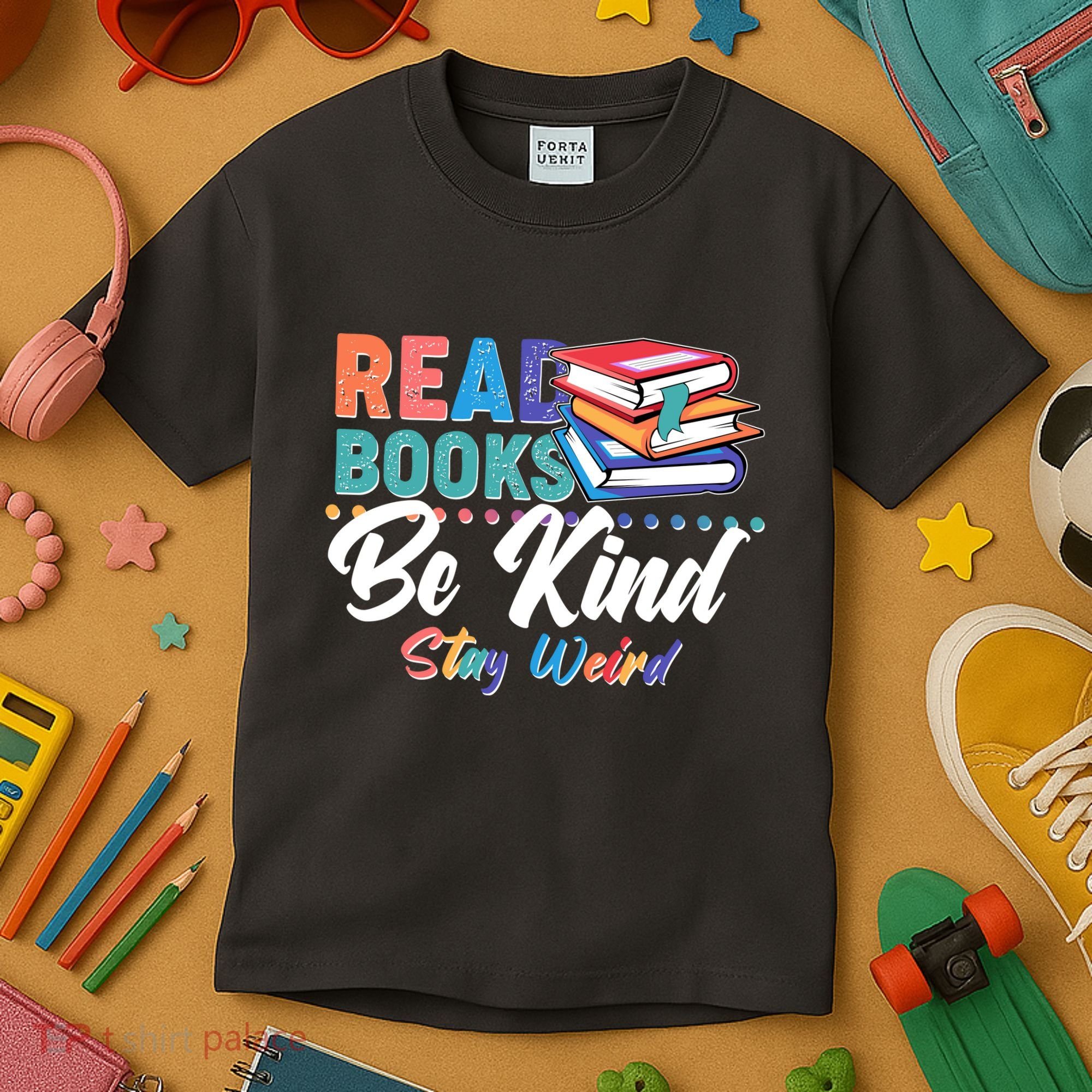 Read Books Be Kind Stay Weird Kids T-Shirt