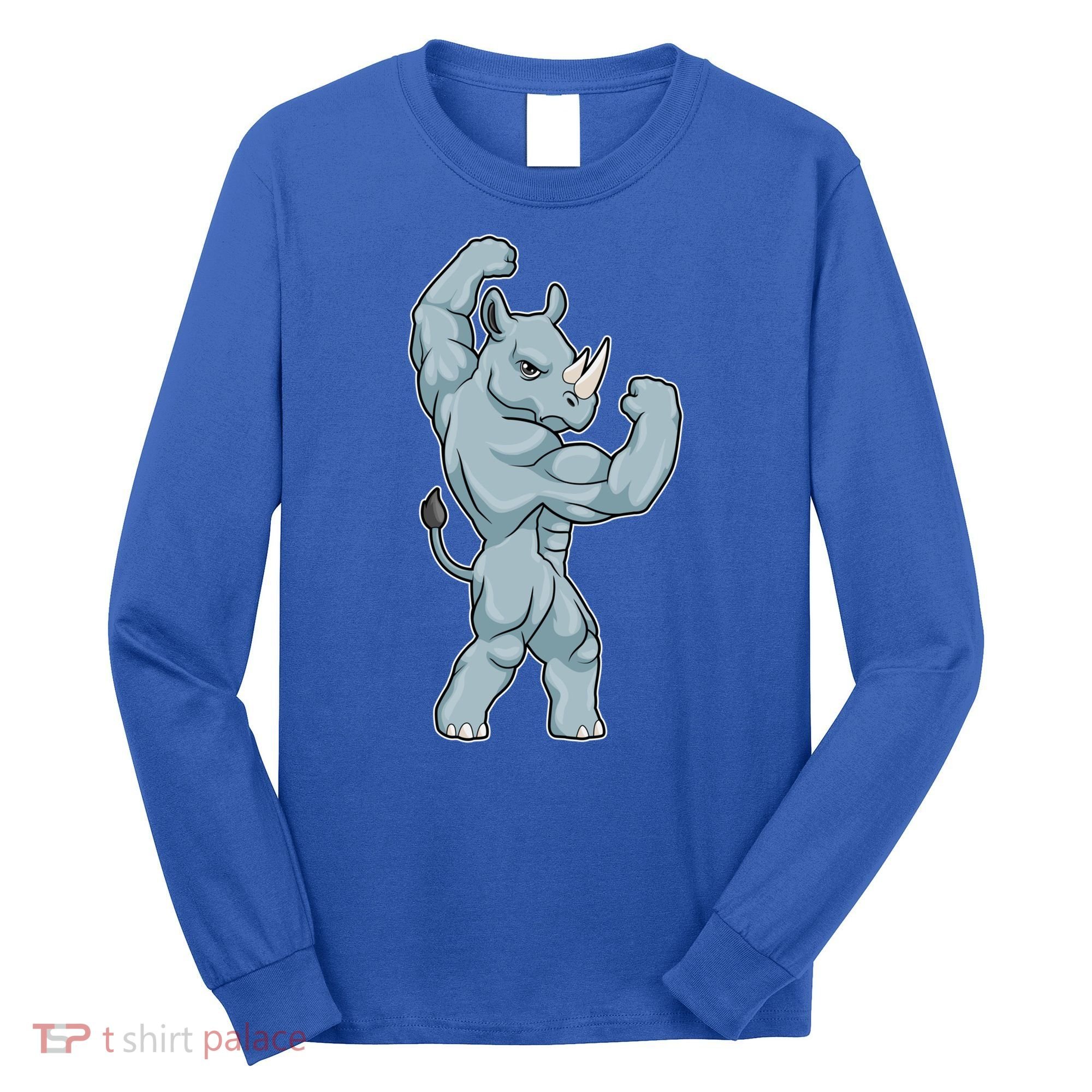 Rhino Bodybuilder Bodybuilding Sports Gift Long Sleeve Shirt