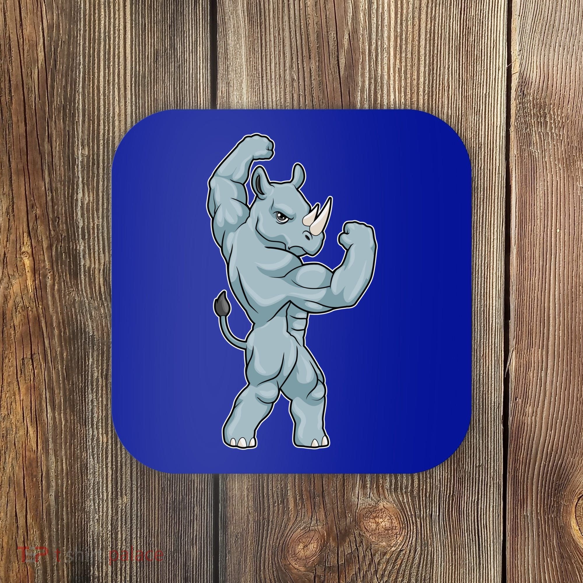 Rhino Bodybuilder Bodybuilding Sports Gift Coaster