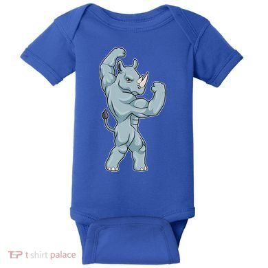 Rhino Bodybuilder Bodybuilding Sports Gift Baby Bodysuit