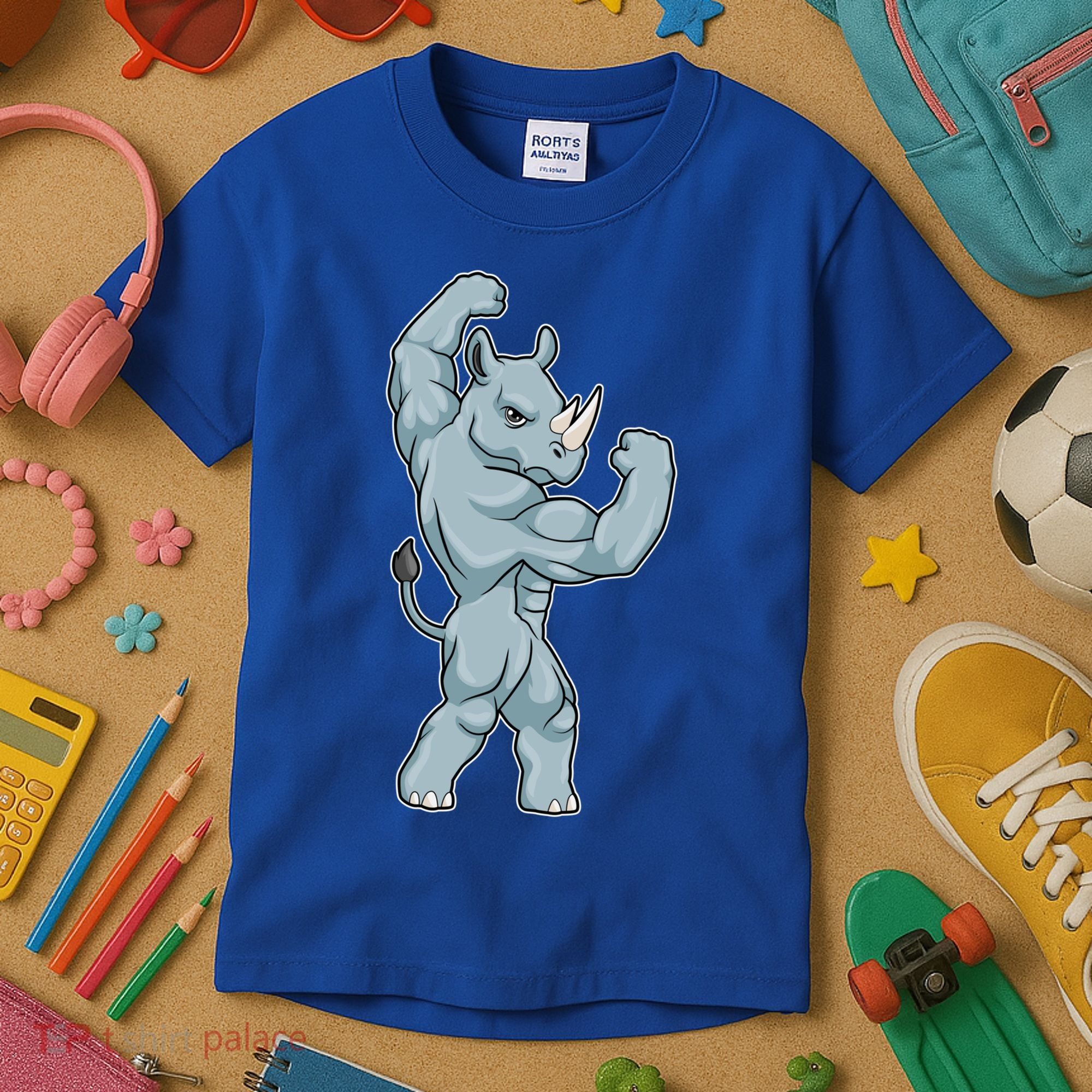 Rhino Bodybuilder Bodybuilding Sports Gift Kids T-Shirt