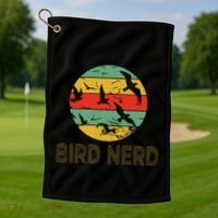 Retro Birding Bird Watching Nerd Funny Bird Watcher Golf Towel thumb 1
