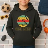 Retro Birding Bird Watching Nerd Funny Bird Watcher Kids Hoodie thumb 2