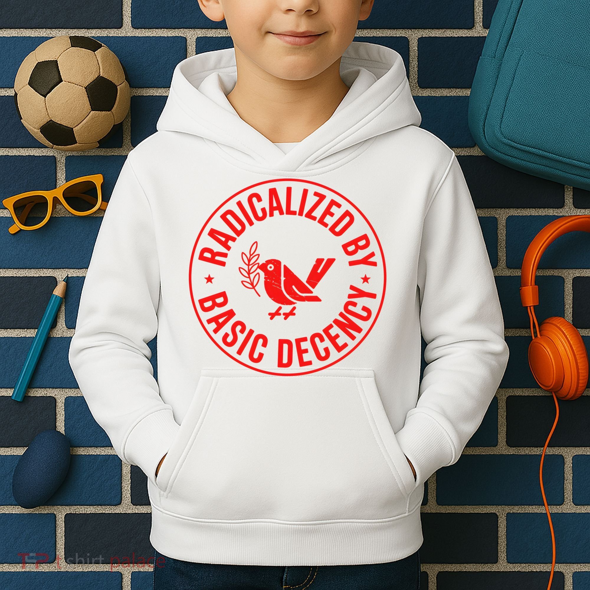 Radicalized By Basic Decency Political Activist Liberal Protester Kids Hoodie