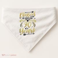 Religious Blessed By God For 90 Years Happy 90th Birthday USA-Made Doggie Bandana thumb 0